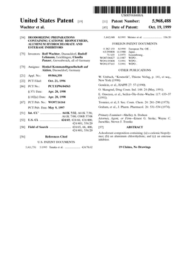 United States Patent 19 11 Patent Number: 5,968,488 Wachter Et Al