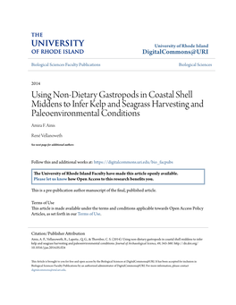 Using Non-Dietary Gastropods in Coastal Shell Middens to Infer Kelp and Seagrass Harvesting and Paleoenvironmental Conditions Amira F