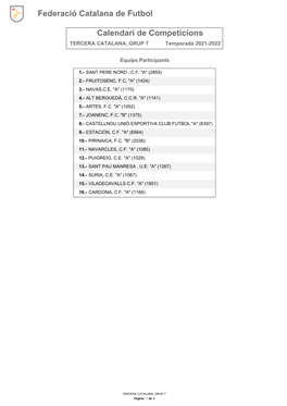 Calendari De Competició