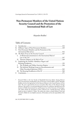 Non-Permanent Members of the United Nations Security Council and the Promotion of the International Rule of Law