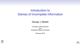 Introduction to Games of Incomplete Information