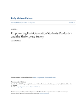 Bardolatry and the Shakespeare Survey Cassie M