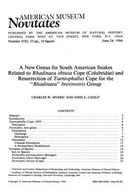 AMERICAN MUSEUM No Vitates PUBLISHED by the AMERICAN MUSEUM of NATURAL HISTORY CENTRAL PARK WEST at 79TH STREET, NEW YORK, N.Y