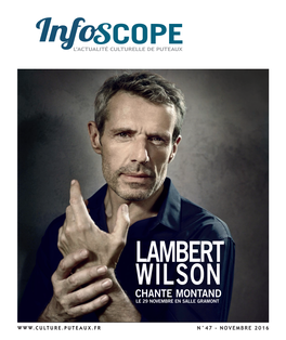 Lambert Wilson Chante Montand Le 29 Novembre En Salle Gramont