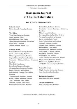 Romanian Journal of Oral Rehabilitation Vol