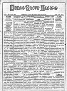 Ocean Grove, Nj, Saturday, February 21, 1891