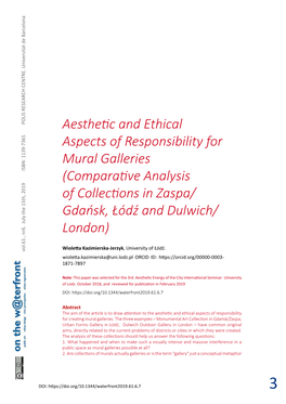 Aesthetic and Ethical Aspects of Responsibility for Mural Galleries