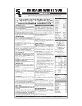Chicago White Sox Game Notes