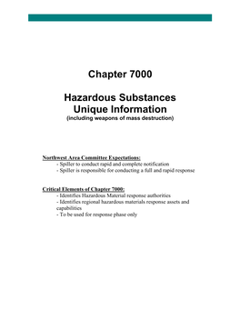 Chapter 7000 Hazardous Substances Unique Information