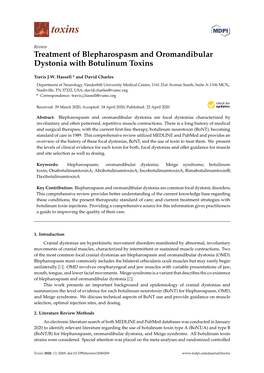 Treatment of Blepharospasm and Oromandibular Dystonia with Botulinum Toxins