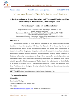 International Journal of Scientific Research and Reviews a Review