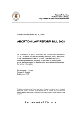 Decriminalisation of Abortion) Bill 2007’; These Sections Have Been Updated and Expanded
