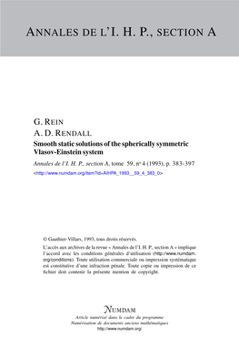 Smooth Static Solutions of the Spherically Symmetric Vlasov-Einstein System Annales De L’I