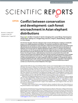 Cash Forest Encroachment in Asian Elephant Distributions