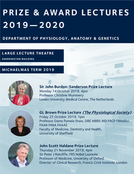 Prize & Award Lectures 2019