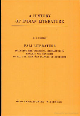 Pāli Literature: Including the Canonical Literature in Prakrit And