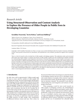 Using Structured Observation and Content Analysis to Explore the Presence of Older People in Public Fora in Developing Countries