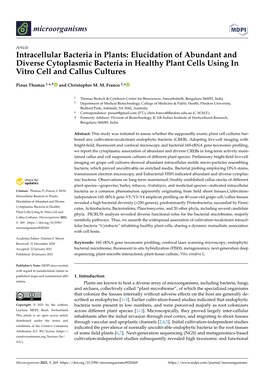 Intracellular Bacteria in Plants: Elucidation of Abundant and Diverse Cytoplasmic Bacteria in Healthy Plant Cells Using in Vitro Cell and Callus Cultures