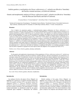 Análisis Genético Y Morfométrico De Chione Californiensis Y C