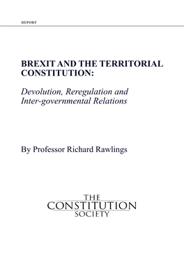 Brexit and the Territorial Constitution: Devolution, Reregulation and Inter