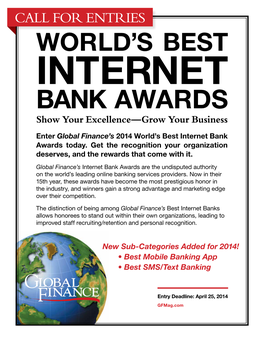 BANK AWARDS Show Your Excellence—Grow Your Business