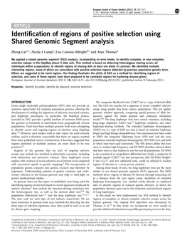 Identification of Regions of Positive Selection Using Shared Genomic Segment Analysis