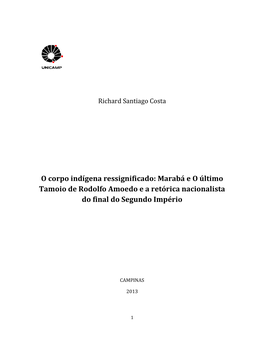 Marabá E O Último Tamoio De Rodolfo Amoedo E a Retórica Nacionalista Do Final Do Segundo Império