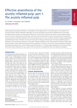 Effective Anaesthesia of the Acutely Inflamed Pulp