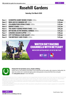 Rosehill Gardens Printable Form Guide