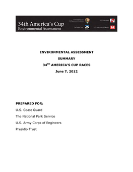 34Th America's Cup Environmental Assessment Summary