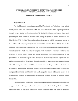 Storing and Transferring Money in a Cash-Strapped Fishing Municipality in the Bicol Region