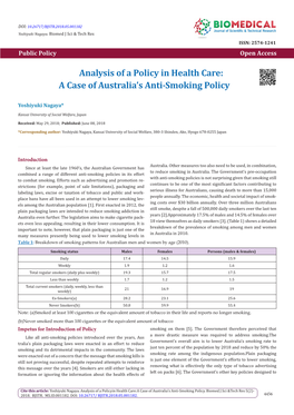 Analysis of a Policyin Health Care:A Case of Australia's Anti-Smoking