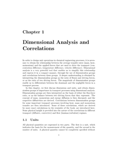 Dimensional Analysis and Correlations