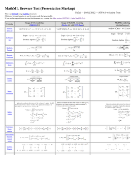 Mathml Browser Test (Presentation Markup)