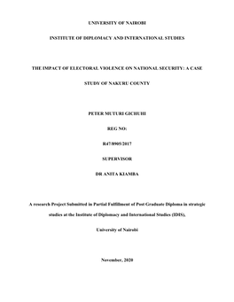 The Impact of Electoral Violence on National Security: a Case