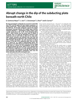 Abrupt Change in the Dip of the Subducting Plate Beneath North Chile E