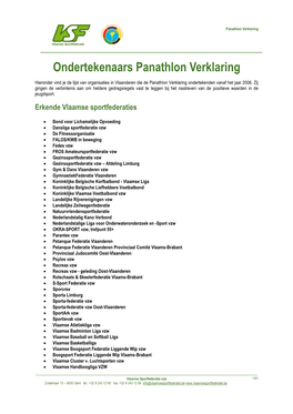 Ondertekenaars Panathlon Verklaring