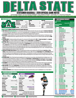 Statesmen Baseball | 2019 Official Game Notes