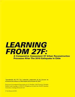 LEARNING from 27F: a Comparative Assessment of Urban Reconstruction Processes After the 2010 Eathquake in Chile
