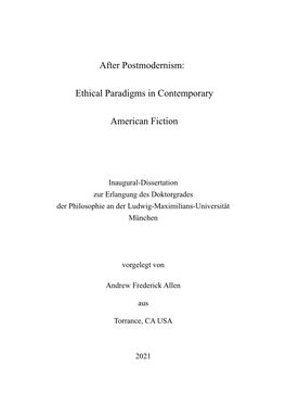 After Postmodernism: Ethical Paradigms in Contemporary