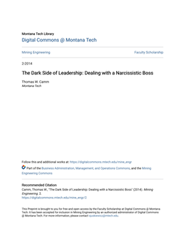 The Dark Side of Leadership: Dealing with a Narcissistic Boss