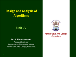 Design and Analysis of Algorithms Unit