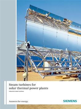 Steam Turbines for Solar Thermal Power Plants Industrial Steam Turbines