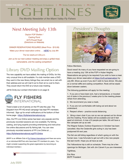 TIGHTLINES the Monthly Newsletter of the Miami Valley Fly Fishers