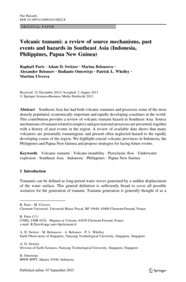 Volcanic Tsunami: a Review of Source Mechanisms, Past Events and Hazards in Southeast Asia (Indonesia, Philippines, Papua New Guinea)