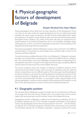 4. Physical-Geographic Factors of Development of Belgrade