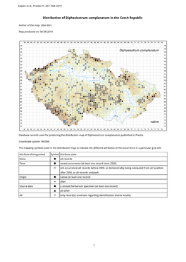 1 Distribution of Diphasiastrum Complanatum in the Czech Republic