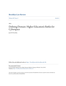 Defining Domain: Higher Education's Battles for Cyberspace Jacob H