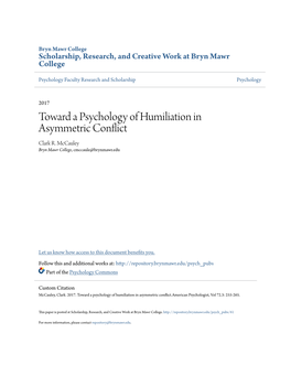 Toward a Psychology of Humiliation in Asymmetric Conflict Clark R