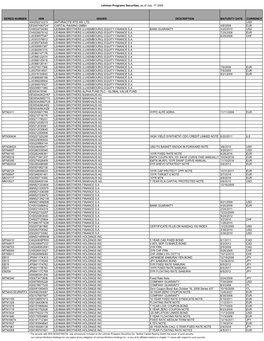 Program Securities List 7 29 2009